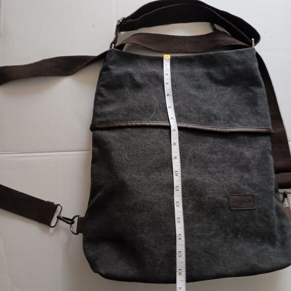 DXYIZU Convertible Dark Gray Canvas Crossbody Tote Backpack Bag - Picture 9 of 12